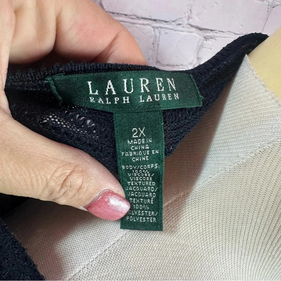 lauren ralph lauren pull over patchwork print blouse size 2X designer - Picture 3 of 6